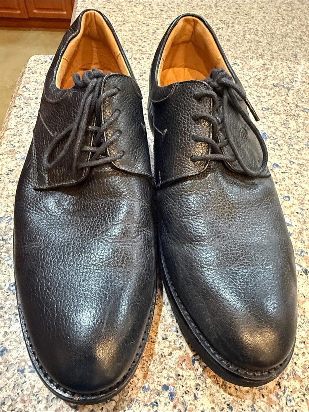 Marc Joseph Black Pebbled Leather Derby Shoes